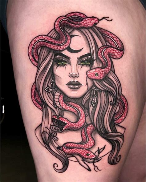 thigh feminine beautiful medusa tattoo|30 Medusa Tattoo Ideas & Designs For 2024